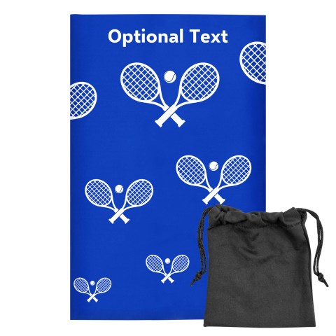 Regular (38cm x 25cm) (Tennis Icon) Royal Blue - Stretch Polyester (Optional Personalised Gift Text) with Small Black Storage Pouch