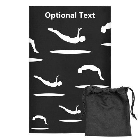 Regular (38cm x 25cm) (Trampolining Icon) Black - Stretch Polyester (Optional Personalised Gift Text) with Small Black Storage Pouch