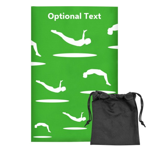 Regular (38cm x 25cm) (Trampolining Icon) Bright Green - Stretch Polyester (Optional Personalised Gift Text) with Small Black Storage Pouch