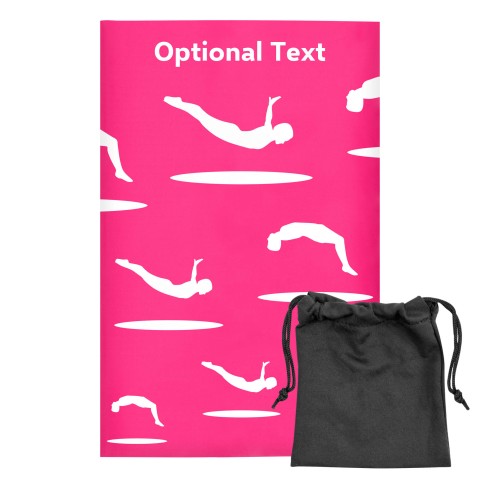 Regular (38cm x 25cm) (Trampolining Icon) Fuchsia Pink - Stretch Polyester (Optional Personalised Gift Text) with Small Black Storage Pouch