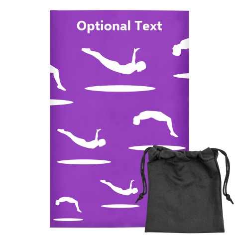 Regular (38cm x 25cm) (Trampolining Icon) Purple - Stretch Polyester (Optional Personalised Gift Text) with Small Black Storage Pouch