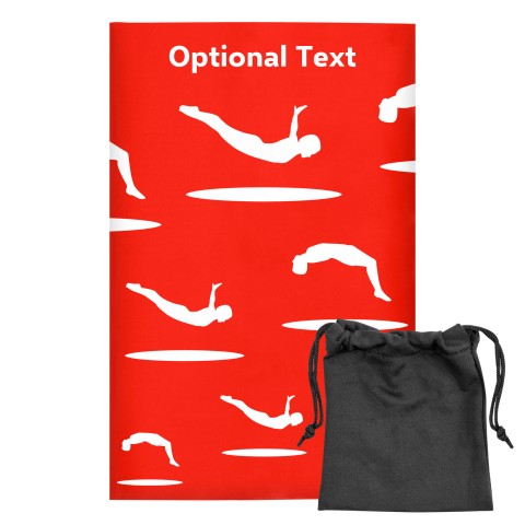 Regular (38cm x 25cm) (Trampolining Icon) Red - Stretch Polyester (Optional Personalised Gift Text) with Small Black Storage Pouch