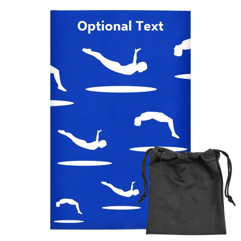 Regular (38cm x 25cm) (Trampolining Icon) Royal Blue - Stretch Polyester (Optional Personalised Gift Text) with Small Black Storage Pouch