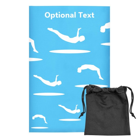 Regular (38cm x 25cm) (Trampolining Icon) Sky Blue - Stretch Polyester (Optional Personalised Gift Text) with Small Black Storage Pouch
