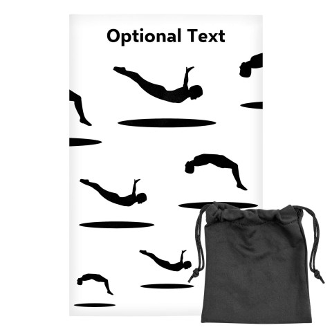 Regular (38cm x 25cm) (Trampolining Icon) White - Stretch Polyester (Optional Personalised Gift Text) with Small Black Storage Pouch
