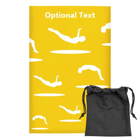 Regular (38cm x 25cm) (Trampolining Icon) Yellow - Stretch Polyester (Optional Personalised Gift Text) with Small Black Storage Pouch