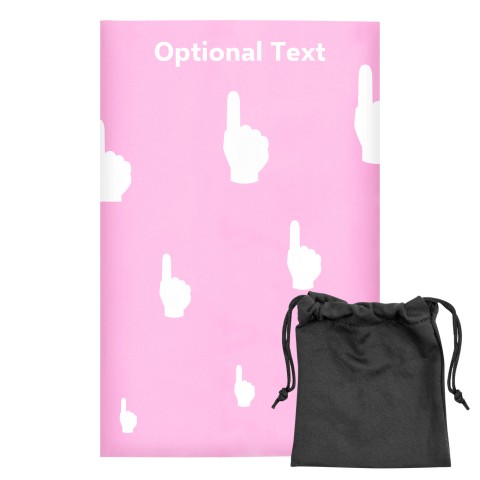 Regular (38cm x 25cm) (We Are No. 1 Icon) Baby Pink - Stretch Polyester (Optional Personalised Gift Text) with Small Black Storage Pouch