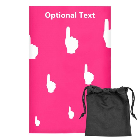 Regular (38cm x 25cm) (We Are No. 1 Icon) Fuchsia Pink - Stretch Polyester (Optional Personalised Gift Text) with Small Black Storage Pouch