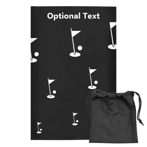 Regular (38cm x 25cm) (Golf Icon) Black - Stretch Polyester (Optional Personalised Gift Text) with Small Black Storage Pouch