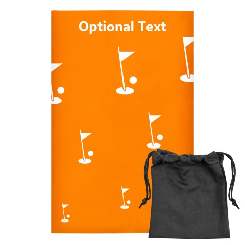 Regular (38cm x 25cm) (Golf Icon) Orange - Stretch Polyester (Optional Personalised Gift Text) with Small Black Storage Pouch