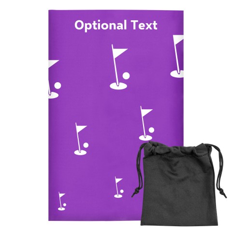 Regular (38cm x 25cm) (Golf Icon) Purple - Stretch Polyester (Optional Personalised Gift Text) with Small Black Storage Pouch