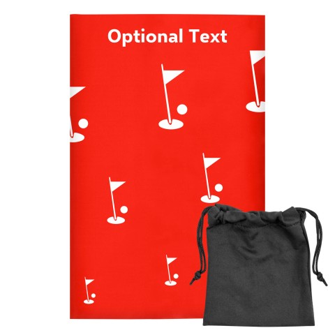 Regular (38cm x 25cm) (Golf Icon) Red - Stretch Polyester (Optional Personalised Gift Text) with Small Black Storage Pouch