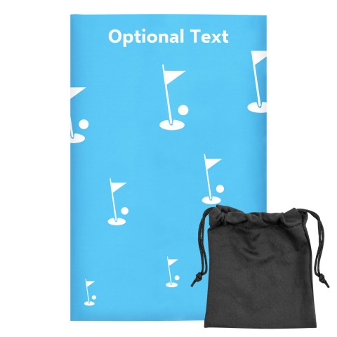 Regular (38cm x 25cm) (Golf Icon) Sky Blue - Stretch Polyester (Optional Personalised Gift Text) with Small Black Storage Pouch
