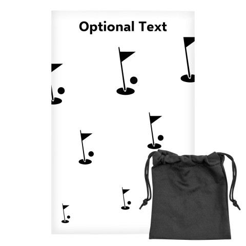 Regular (38cm x 25cm) (Golf Icon) White - Stretch Polyester (Optional Personalised Gift Text) with Small Black Storage Pouch