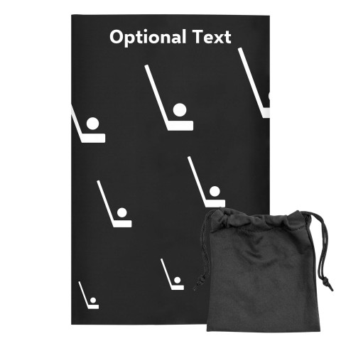 Regular (38cm x 25cm) (Hockey Icon) Black - Stretch Polyester (Optional Personalised Gift Text) with Small Black Storage Pouch
