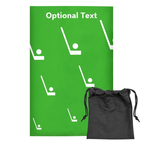 Regular (38cm x 25cm) (Hockey Icon) Bright Green - Stretch Polyester (Optional Personalised Gift Text) with Small Black Storage Pouch