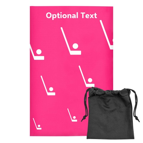 Regular (38cm x 25cm) (Hockey Icon) Fuchsia Pink - Stretch Polyester (Optional Personalised Gift Text) with Small Black Storage Pouch