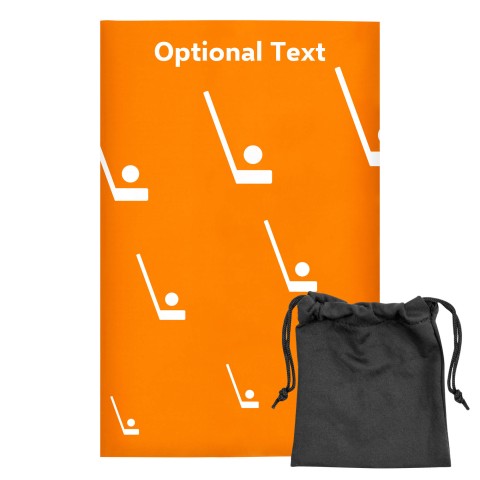 Regular (38cm x 25cm) (Hockey Icon) Orange - Stretch Polyester (Optional Personalised Gift Text) with Small Black Storage Pouch