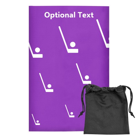 Regular (38cm x 25cm) (Hockey Icon) Purple - Stretch Polyester (Optional Personalised Gift Text) with Small Black Storage Pouch