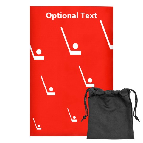 Regular (38cm x 25cm) (Hockey Icon) Red - Stretch Polyester (Optional Personalised Gift Text) with Small Black Storage Pouch