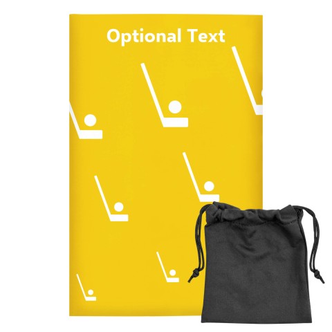 Regular (38cm x 25cm) (Hockey Icon) Yellow - Stretch Polyester (Optional Personalised Gift Text) with Small Black Storage Pouch