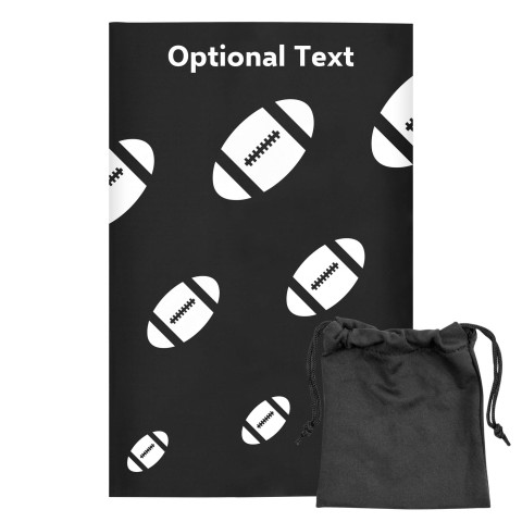 Regular (38cm x 25cm) (Rugby Icon) Black - Stretch Polyester (Optional Personalised Gift Text) with Small Black Storage Pouch