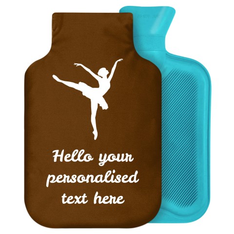 2 Litre (Ballet Icon) Brown Soft Velvet Polyester Fabric Removable Cover (Personalised with Text)
