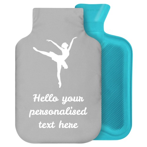 2 Litre (Ballet Icon) Grey Soft Velvet Polyester Fabric Removable Cover (Personalised with Text)