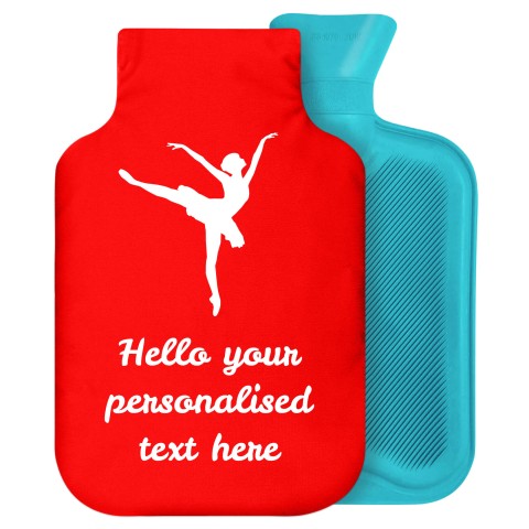 2 Litre (Ballet Icon) Red Soft Velvet Polyester Fabric Removable Cover (Personalised with Text)