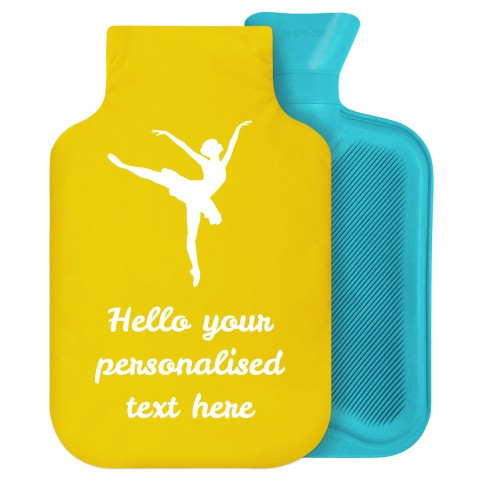 2 Litre (Ballet Icon) Yellow Soft Velvet Polyester Fabric Removable Cover (Personalised with Text)