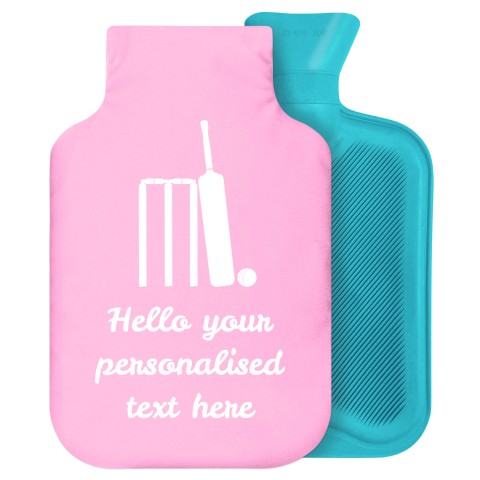 2 Litre (Cricket Icon) Baby Pink Soft Velvet Polyester Fabric Removable Cover (Personalised with Text)