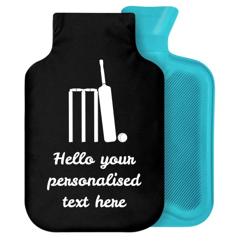 2 Litre (Cricket Icon) Black Soft Velvet Polyester Fabric Removable Cover (Personalised with Text)