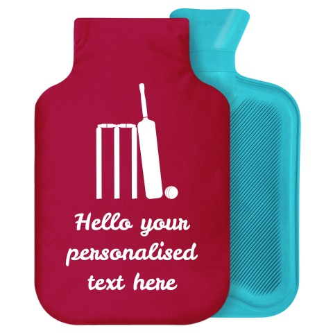 2 Litre (Cricket Icon) Burgundy Soft Velvet Polyester Fabric Removable Cover (Personalised with Text)