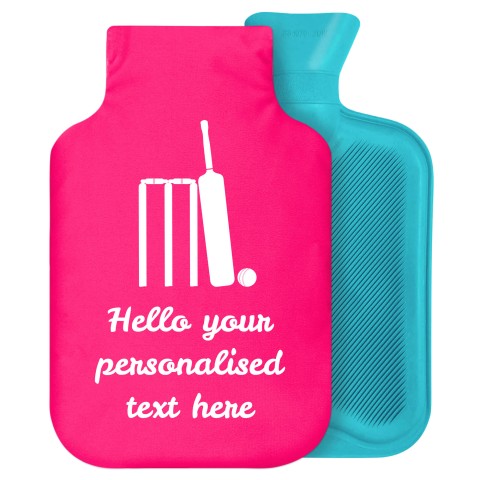 2 Litre (Cricket Icon) Hot Pink (Fuchsia) Soft Velvet Polyester Fabric Removable Cover (Personalised with Text)