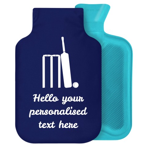 2 Litre (Cricket Icon) Navy Blue Soft Velvet Polyester Fabric Removable Cover (Personalised with Text)