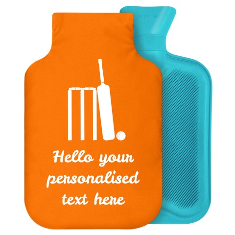 2 Litre (Cricket Icon) Burnt Orange Soft Velvet Polyester Fabric Removable Cover (Personalised with Text)