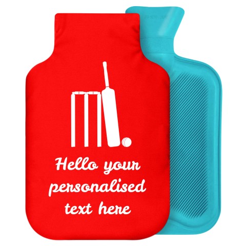 2 Litre (Cricket Icon) Red Soft Velvet Polyester Fabric Removable Cover (Personalised with Text)
