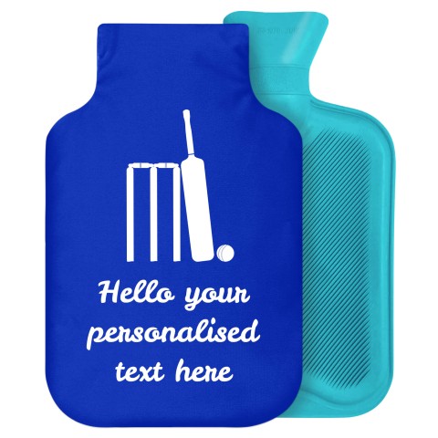 2 Litre (Cricket Icon) Royal Blue Soft Velvet Polyester Fabric Removable Cover (Personalised with Text)