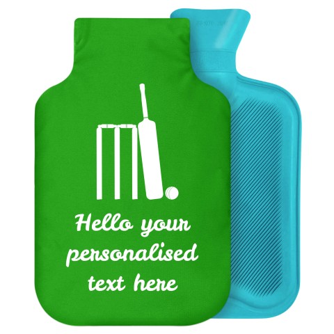 2 Litre (Cricket Icon) Bright Green Soft Velvet Polyester Fabric Removable Cover (Personalised with Text)