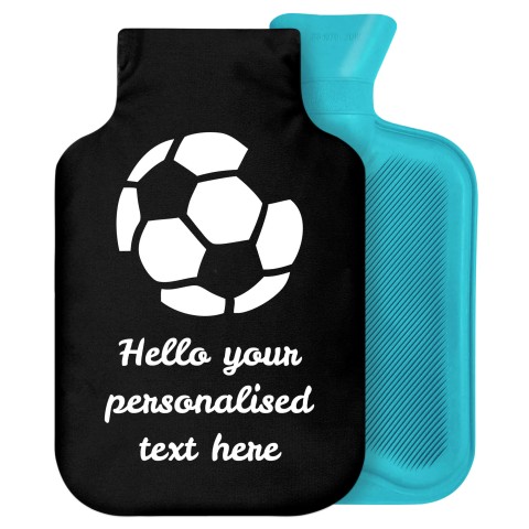 2 Litre (Football Icon) Black Soft Velvet Polyester Fabric Removable Cover (Personalised with Text)