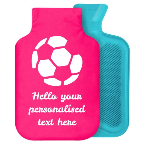 2 Litre (Football Icon) Hot Pink (Fuchsia) Soft Velvet Polyester Fabric Removable Cover (Personalised with Text)