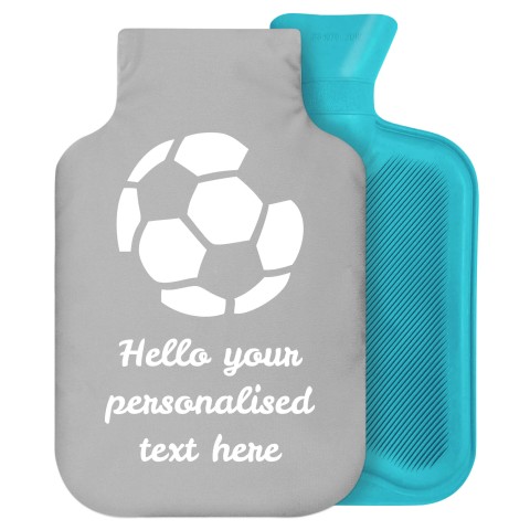 2 Litre (Football Icon) Grey Soft Velvet Polyester Fabric Removable Cover (Personalised with Text)
