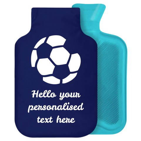 2 Litre (Football Icon) Navy Blue Soft Velvet Polyester Fabric Removable Cover (Personalised with Text)