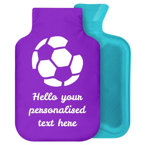 2 Litre (Football Icon) Purple Soft Velvet Polyester Fabric Removable Cover (Personalised with Text)