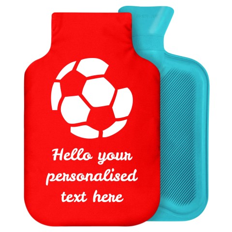 2 Litre (Football Icon) Red Soft Velvet Polyester Fabric Removable Cover (Personalised with Text)