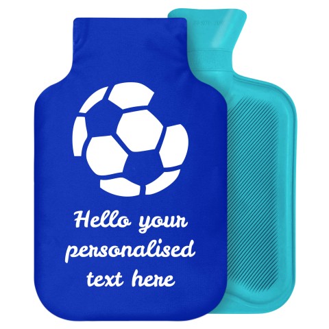 2 Litre (Football Icon) Royal Blue Soft Velvet Polyester Fabric Removable Cover (Personalised with Text)