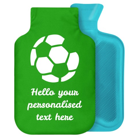 2 Litre (Football Icon) Bright Green Soft Velvet Polyester Fabric Removable Cover (Personalised with Text)