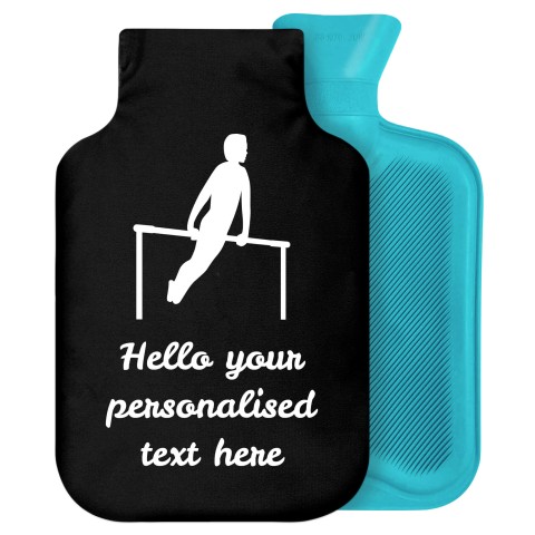 2 Litre (Gymnastics Icon) Black Soft Velvet Polyester Fabric Removable Cover (Personalised with Text)