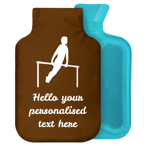 2 Litre (Gymnastics Icon) Brown Soft Velvet Polyester Fabric Removable Cover (Personalised with Text)