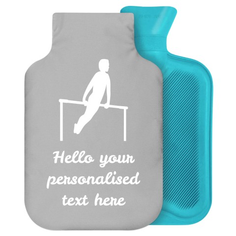 2 Litre (Gymnastics Icon) Grey Soft Velvet Polyester Fabric Removable Cover (Personalised with Text)